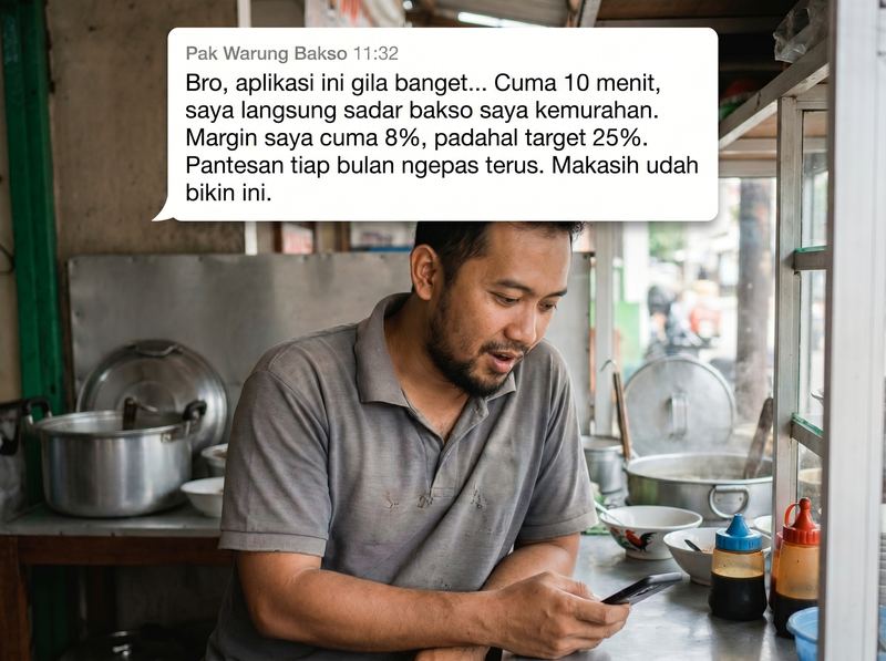 Testimoni warung bakso — CekModal
